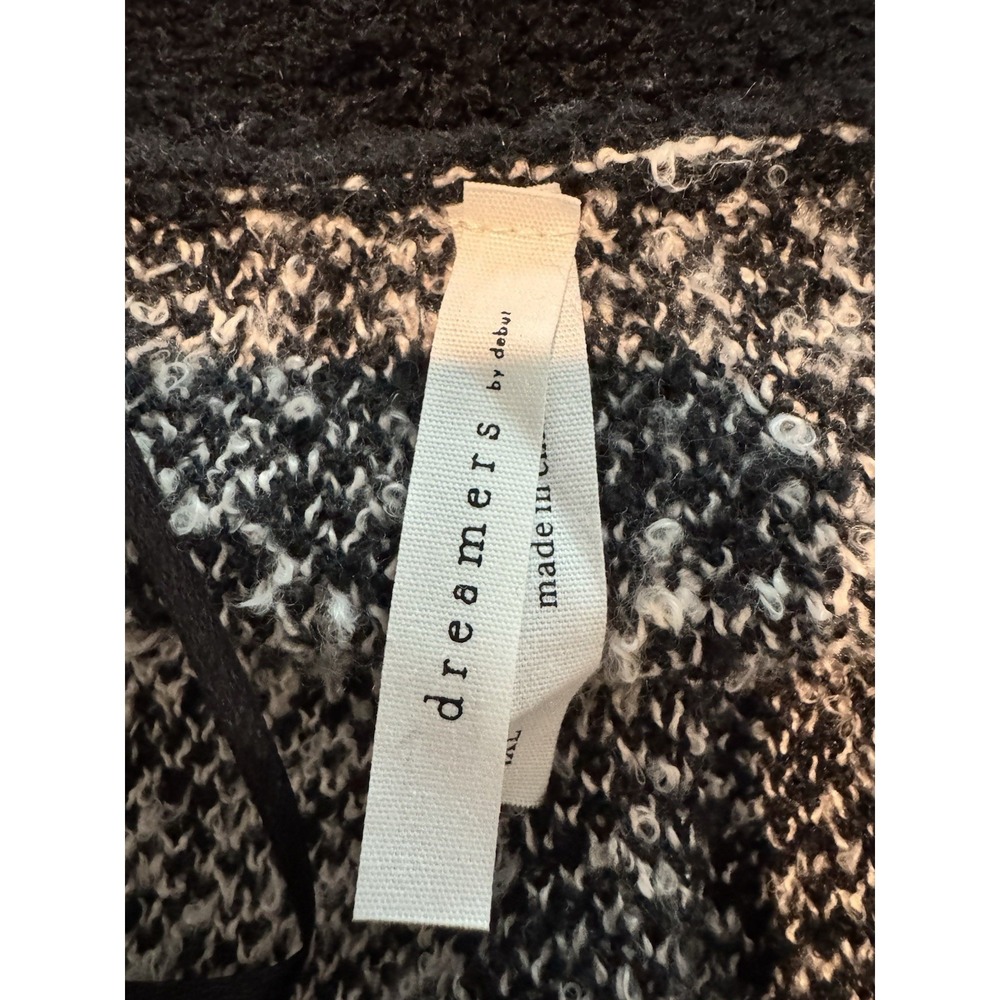 NWT Dreamers by Debut Buffalo Plaid Open Front Cardigan Sweater Black Cream 1XL - Picture 6 of 11